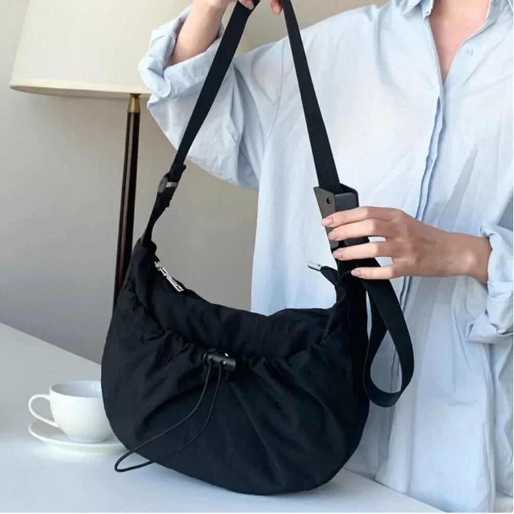 FINAL PRICE | Black Nylon Crescent Crossbody Bag